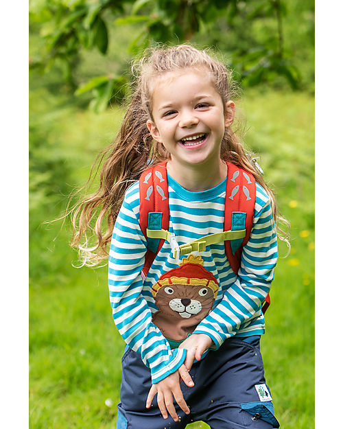 Frugi The National Trust Discov Applique Top - Blue Stripe - 100% Organic Cotton Sweatshirts