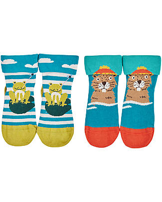 Frugi The National Trust Fold Over Socks 2 Pack - Beaver Socks