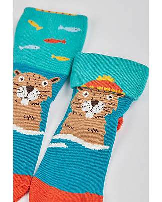 Frugi The National Trust Fold Over Socks 2 Pack - Beaver Socks