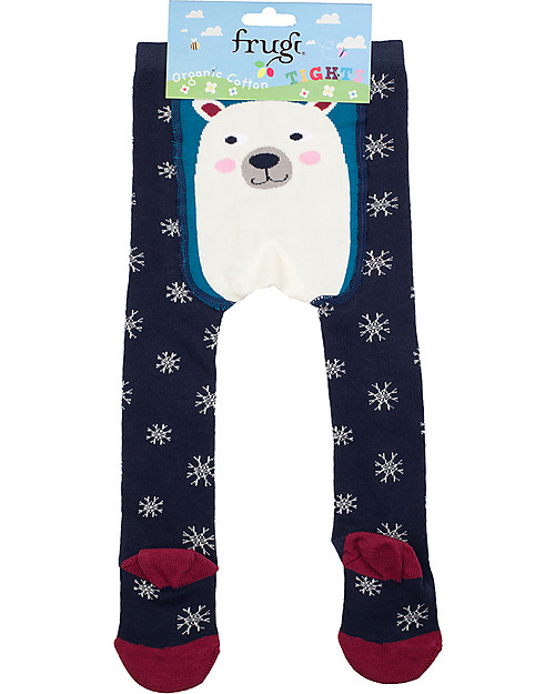 Frugi Tiggy Tights Polar Bear - Organic Cotton (not itchy!) Tights