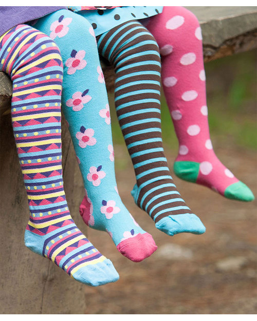 Frugi Tights Aqua Daisy - Organic Cotton (cozy and not itchy!) Tights
