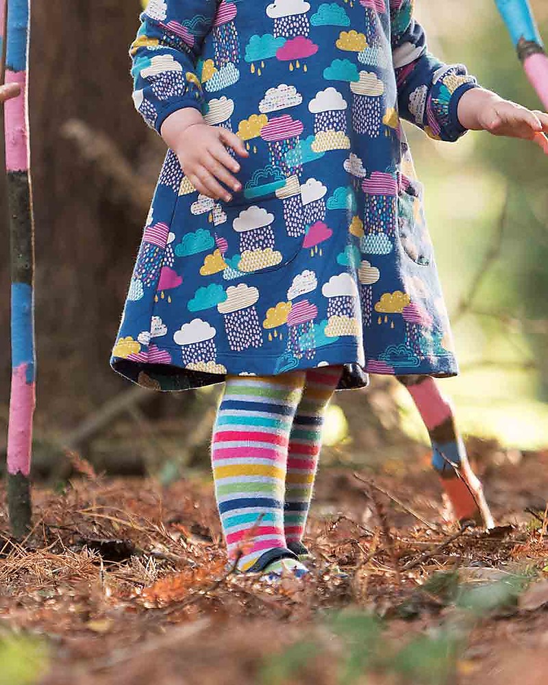 Frugi Toasty Tights, Rainbow Marl Breton - Organic Cotton (soft, cosy and  non-scratchy) girl