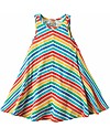 Frugi Twirly Beach Dress, Rainbow Candy Stripe - Organic Cotton Jersey Dresses_