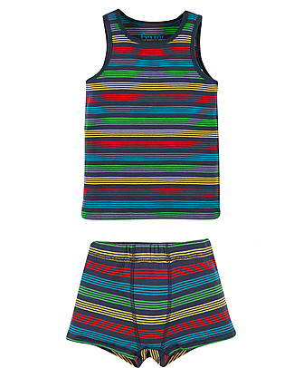 Frugi Vest and Boxer - Tobemory Rainbow - 100% Organic Cotton Vests