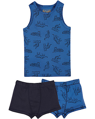 Frugi Vest and Boxers - Cobalt Tiger - 100% Organic Cotton Sets And Co-Ords