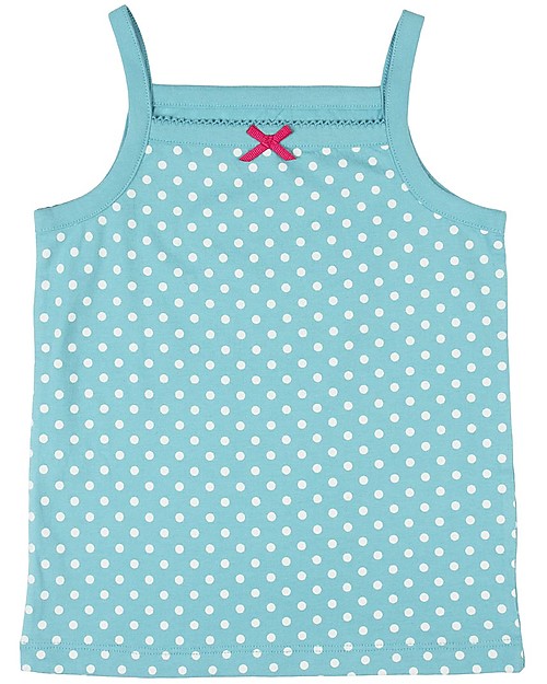 Frugi Vicky 2 Pack Vests, Polka Dots - Pack of 2 - 100% Organic Jersey Cotton Vests