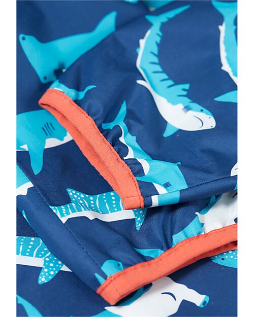 Frugi Waterproof Jacket with Sharks - Blue - Made from Recycled Bottles Waterproof