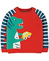 Frugi Wilfred Knitted Jumper - Koi Red/Dino - Organic cotton Jumpers