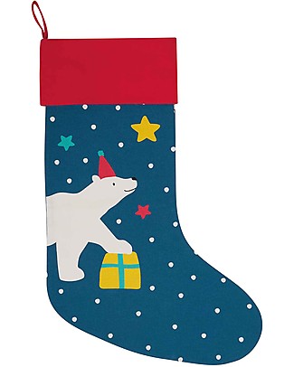 Frugi Yuletide Stocking - Loch Blue/Polar Bear Christmas Decorations