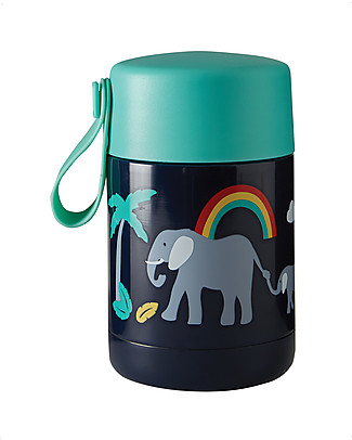 Frugi Yummy Insulated Food Flask - Indigo/Elephant - 450 ml Lunch Boxes in Metal