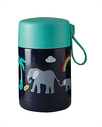 Frugi Yummy Insulated Food Flask - Indigo/Elephant - 450 ml Lunch Boxes in Metal