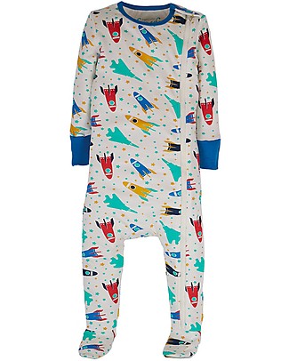 Frugi Zip Up Babygrow with Feet - Racing Rockets - 100% Organic Cotton Babygrows