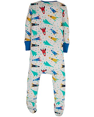 Frugi Zip Up Babygrow with Feet - Racing Rockets - 100% Organic Cotton Babygrows