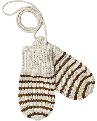 Fub Baby Mittens, Ecru/Sienna - 100% Merino wool Gloves e Mittens