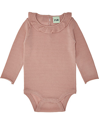 Fub Baby Ruffle Body, Blush - 100% Merino Wool Long Sleeves Bodies