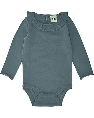 Fub Baby Ruffle Body, Ocean - 100% Merino Wool Long Sleeves Bodies