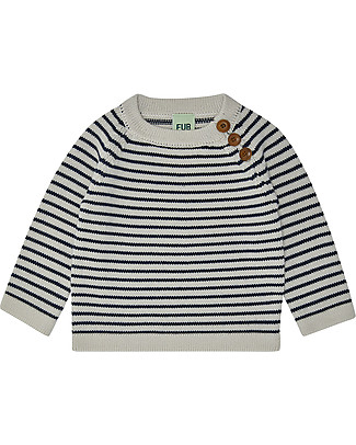 Fub Baby Sweater, Ecru/Navy - 100% Merino Wool Jumpers
