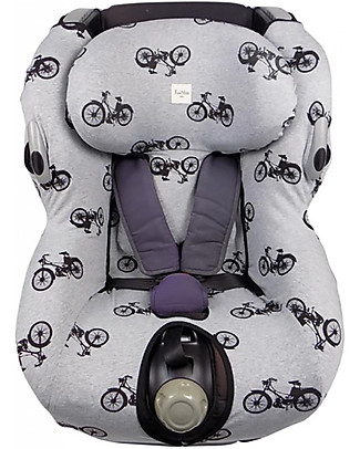 Fun*das bcn Cover for Car Seat Bébé Confort Opal, Black Bikes - Elasticated cotton Car Seat Accessories