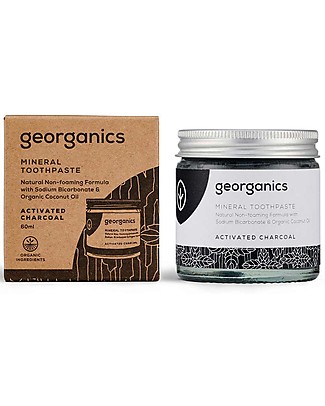Georganics Natural Mineral Toothpaste - Activated Charcoal - 60 ml Toothpaste and Toothbrush