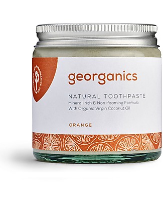 Georganics Natural Mineral Toothpaste - Orange - 60 ml - Ideal for kids! Toothpaste and Toothbrush