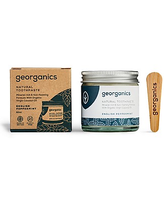 Georganics Natural Mineral Toothpaste - Peppermint - 60 ml Toothpaste and Toothbrush