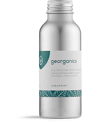 Georganics Oil Pulling Mouthwash - Spearmint - 100 ml Toothpaste and Toothbrush