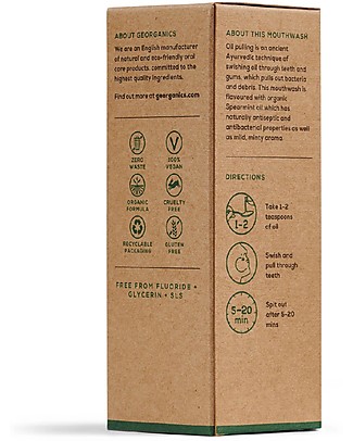 Georganics Oil Pulling Mouthwash - Spearmint - 100 ml Toothpaste and Toothbrush