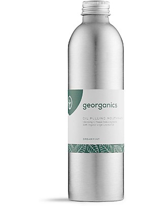 Georganics Oil Pulling Mouthwash - Spearmint - 275 ml Toothpaste and Toothbrush
