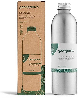 Georganics Oil Pulling Mouthwash - Spearmint - 275 ml Toothpaste and Toothbrush