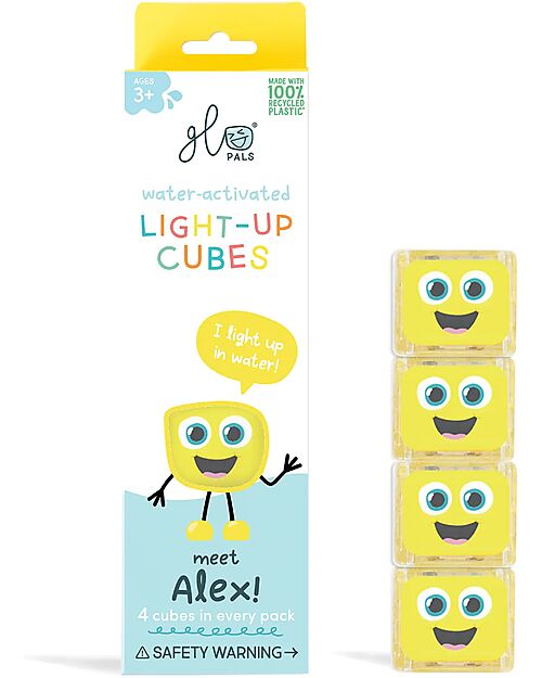 Glo Pals Alex Light Up Cubes - Yellow - Set of 4 Sensory Games_