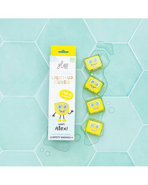Glo Pals Alex Light Up Cubes - Yellow - Set of 4 Sensory Games_