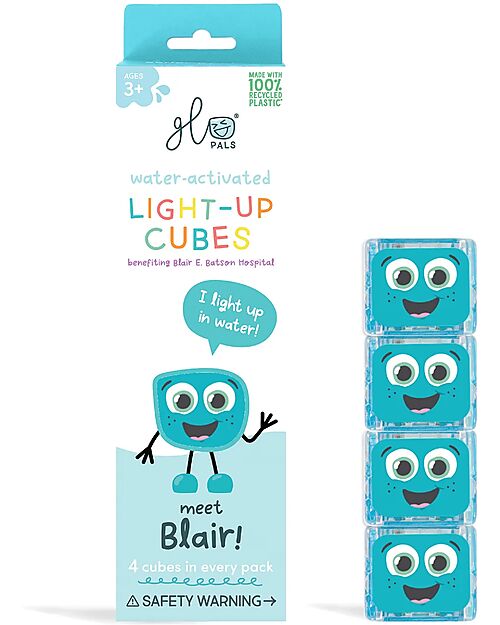 Glo Pals Blair Light Up Cubes - Light Blue - Set of 4 Sensory Games_
