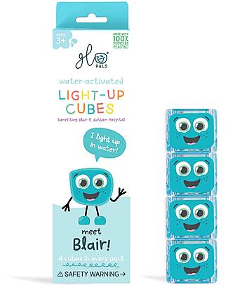 Glo Pals Blair Light Up Cubes - Light Blue - Set of 4 Sensory Games_