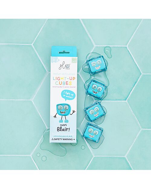 Glo Pals Blair Light Up Cubes - Light Blue - Set of 4 Sensory Games_