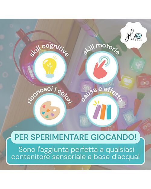 Glo Pals Blair Light Up Cubes - Light Blue - Set of 4 Sensory Games_