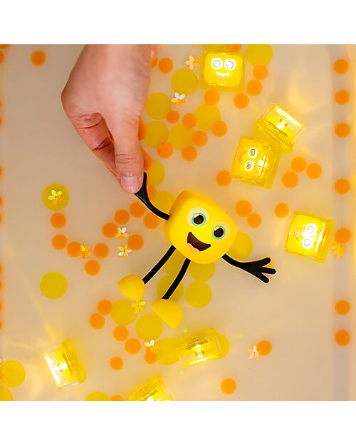 Glo Pals Character Set Alex - with 2 Included Cubes - Yellow - Suitable from 3 Years - 100% Recycled Plastic Sensory Games_