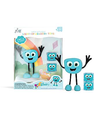 Glo Pals Character Set Blair - with 2 Included Cubes - Light Blue - Suitable from 3 Years - 100% Recycled Plastic Sensory Games_