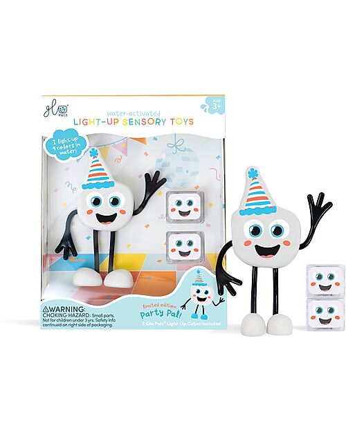 Glo Pals Character Set Party Pal - with 2 Included Cubes - Bianco - Suitable from 3 Years - 100% Recycled Plastic Sensory Games_