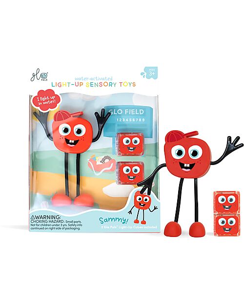 Glo Pals Character Set Sammy - with 2 Included Cubes - Rosso - Suitable from 3 Years - 100% Recycled Plastic Sensory Games_
