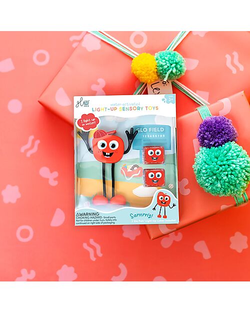 Glo Pals Character Set Sammy - with 2 Included Cubes - Rosso - Suitable from 3 Years - 100% Recycled Plastic Sensory Games_