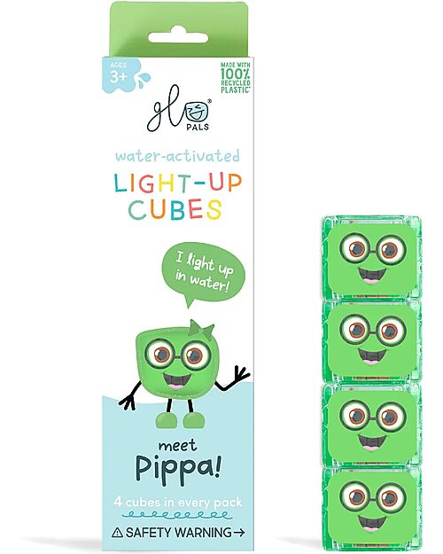Glo Pals Pippa Light Up Cubes - Green - Set of 4 Sensory Games_