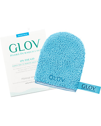 Glov Glov On The Go, Microfiber Make Up Remover Cloth, Bouncy Blue - No soaps needed! Face