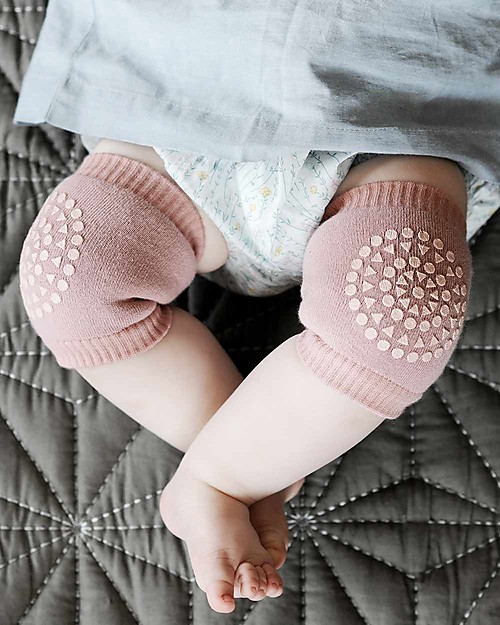 GoBabyGo Non-slip Crawling Kneepads, Dusty Rose - Cotton Antislip Socks
