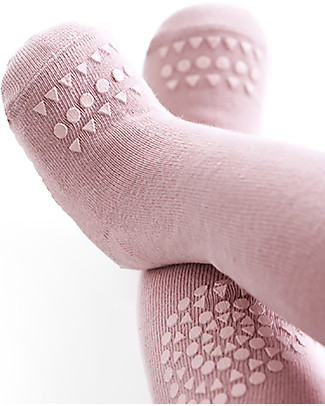 GoBabyGo Non-slip Crawling Tights, Dusty Rose - Cotton Tights