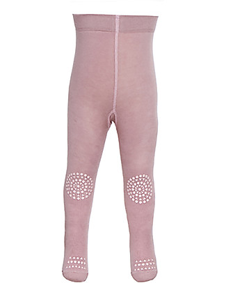 GoBabyGo Non-slip Crawling Tights, Dusty Rose - Cotton Tights
