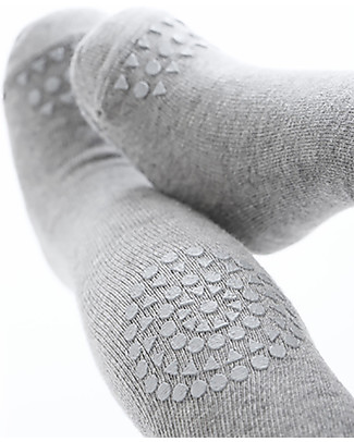 GoBabyGo Non-slip Crawling Tights, Grey Melange - Cotton Tights
