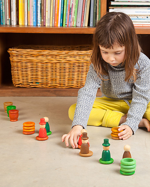 Grapat Aguamarina Autumn: Nins + Mates + Coins + Rings - Sustainable Wood Montessori Toys