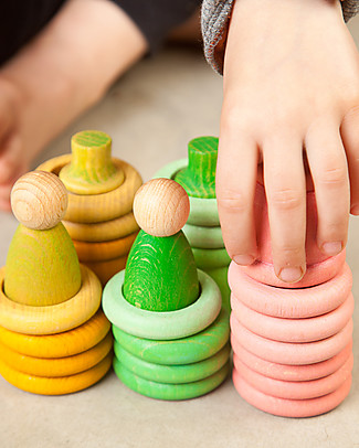 Grapat Aguamarina Spring: Nins, Mates, Coins and Rings - Sustainable Wood Wooden Blocks & Construction Sets