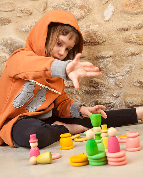 Grapat Aguamarina Spring: Nins + Mates + Coins + Rings - Sustainable Wood Montessori Toys