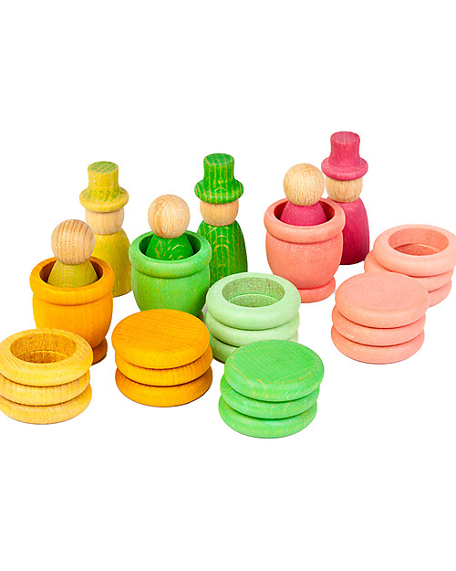 Grapat Aguamarina Spring: Nins + Mates + Coins + Rings - Sustainable Wood Montessori Toys